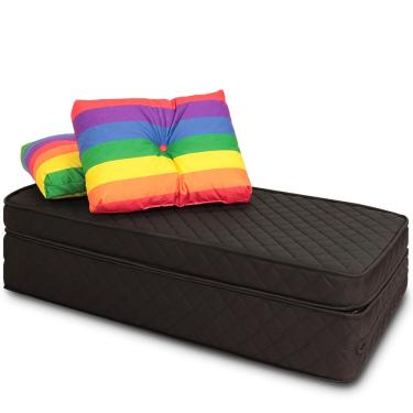 Imagem de Puff Multiuso 3 em 1 Casal Com Travesseiro em Suede - bf Colchões