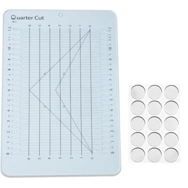 Imagem de YICBOR Modelo de régua com fenda de um quarto para acolchoar e costurar, réguas de tira de colcha para corte preciso de tecido, com 1 pacote de alças de silicone autoadesivas antiderrapantes