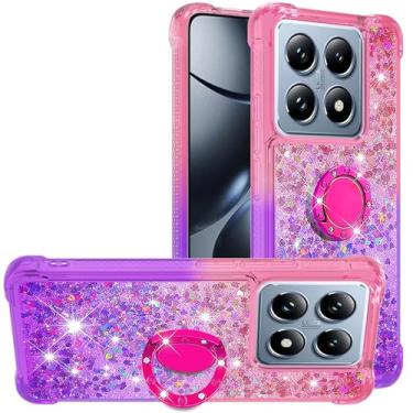 Imagem de Monwutong Capa Slim Fit para Xiaomi 14T, Xiaomi 14T Pro, brilhante brilhante efeito areia movediça TPU bumper anel magnético capa de proteção anti-queda pesada quatro cantos para Xiaomi 14T/14T Pro