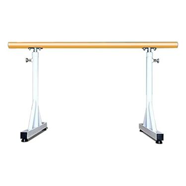 Imagem de Barra de balé de madeira maciça, bastões de alongamento de balé móveis portáteis para dança em casa, fitness, altura ajustável (branco 1,5 m)