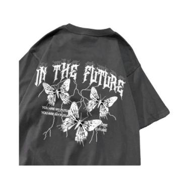 Imagem de Camiseta Hip Hop Borboleta Preta - Unissex, Solta e Respirável para o 