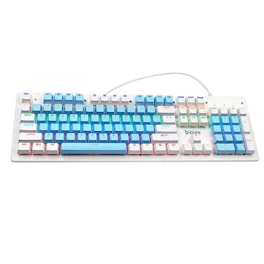Imagem de Teclado Mecânico Com Fio, Teclado de Jogo Mecânico de 104 Teclado Com o Teclado -íris do Teclado Iluminado Pelo Teclado Ergonômico do Teclado USB Wired para (Interruptor marrom)