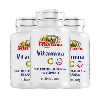 Imagem de Kit C/3 Vitamina C 60 Cápsulas 500mg - Rei terra, sem sabor