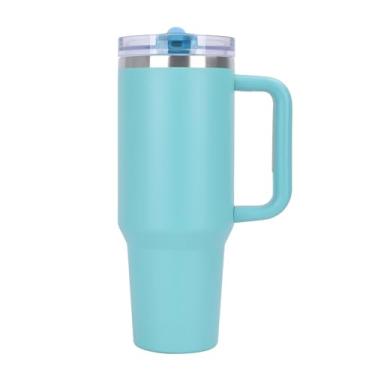 Imagem de Copo Quencher ProTour de 1,134 g com alça - Garrafa de água de aço inoxidável 100% à prova de vazamento com isolamento a vácuo | 2 tampas (canudo dobrável e tampa à prova de vazamento) para bebidas