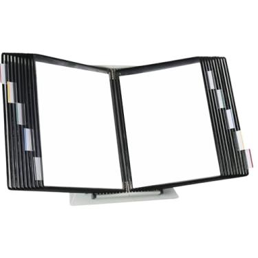 Imagem de TARIFOLD Referência de mesa e sistema de exibição com 20 bolsos de exibição frente e verso, capacidade para 40 folhas, comporta documentos em tamanho carta, bolsos reforçados com arame com moldura