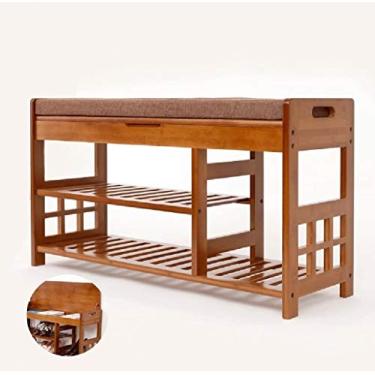 Imagem de Sapateira, sapateira, sapateira, sapateira, banco europeu para sapatos de madeira maciça de bambu para armário de sapatos (A1) (A3)