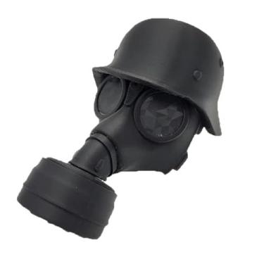 Imagem de Capa de engate de reboque de máscara de gás estilo militar, design de capacete preto, protetor decorativo de gancho de reboque