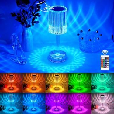 Imagem de SHANJIA Lâmpada de cristal, Crystal Diamond Table Lamp, com controlo de toque 16 cores Changing Touch Control Bedside Lamp USB Cable Bedside Lamp (K)