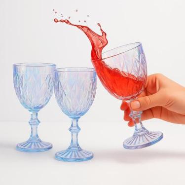 Imagem de Conjunto Taças Vidro 300ml  50ml  Design Holográfico Losangolos Utensi