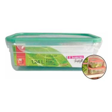 Imagem de Pote Plástico Com Travas Hermético 1,24l Marmita Freshy Sanremo
