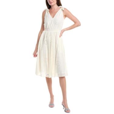 Imagem de Anne Klein Ombro laço feminino moderno MIDI, branco/amarelo, Branco/Amarelo, 10