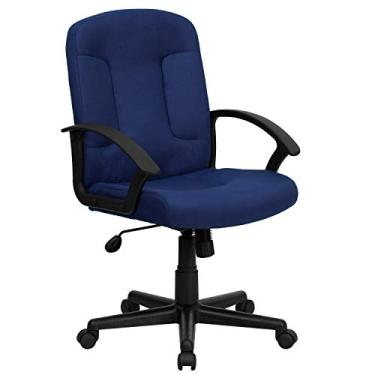Imagem de Flash Furniture Cadeira de escritório giratória executiva de tecido azul-marinho com braços de nylon