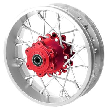 Imagem de BeaxTurbo Racing Upgrade Parts CNC Aluminum Rear Spoke Wheel for Losi Promoto MX 1/4 Silver Ring LOS46003 (Silver-red)