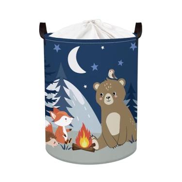 Imagem de HUUMONSS Cesto de roupa suja dobrável para acampamento noturno cesta de armazenamento infantil grande para meninos meninas caixa de presente para quarto ao ar livre, urso, 63L