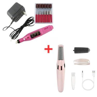 Imagem de Kit Lixadeira Unha Eletrica Profissional Motor Bivolt E Removedor de C