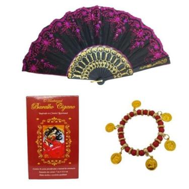 Imagem de Kit Baralho Cigano + Pulseira + Leque - Bialluz Presentes