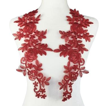 Imagem de Carytalee 1 par de remendos de flores de renda 3D costurados em fita de renda bordada aplique de vestido de casamento aplique de roupas faça você mesmo costura artesanato decoração suprimentos