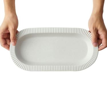 Imagem de Prato de cerâmica resistente a altas temperaturas estilo nórdico sólido doméstico - prato de peixe de 30,5 cm - branco Oxford
