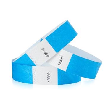 Imagem de Pulseiras Tyvek azul neon de 1.200 Wristco para eventos - Design à prova de adulteração e cor fluorescente que evita a reutilização pulseiras de grau premium para identificação hospitalar e médica