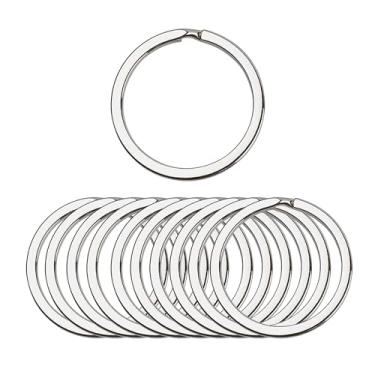 Imagem de Mandala Crafts chaveiro de aço inoxidável, redondo, resistente, redondo, com argola dividida em metal, pacote de volume para chaveiros, chaves, bagagem, etiquetas para animais de estimação, cordões, Prata, 25mm 1 Inch 20 Piece Count