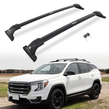 Imagem de Barras transversais com trava de 120 kg, adequado para GMC Terrain e Chevy Chevrolet Equinox 2018-2024, barras transversais de alumínio, acessórios de teto, para bolsa de armazenamento, caiaque, canoa