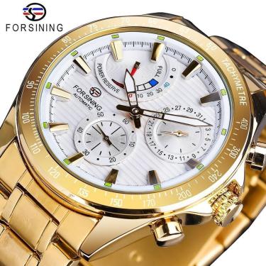 Imagem de Relógio Masculino Forsining Gmt1188-4 à Prova D'água Ouro