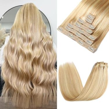 Imagem de Rimoss Extensões De Cabelo Clip In Humano Real - 120G 24" 7 Peças, Loiro Sujo Para Descolorir, Mechas Suaves Remy Mulheres (24")