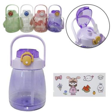 Imagem de Garrafa Squeeze Plastico Tampa Flip Top + Botao + Trava Alca - Golden 