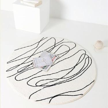 Imagem de Poowe Tapete redondo para sala de estar – 1,8 m lavável, neutro, moderno, abstrato, macio, fofo, circular, piso interno, tapete antiderrapante para quarto, embaixo da mesa de jantar, decoração de