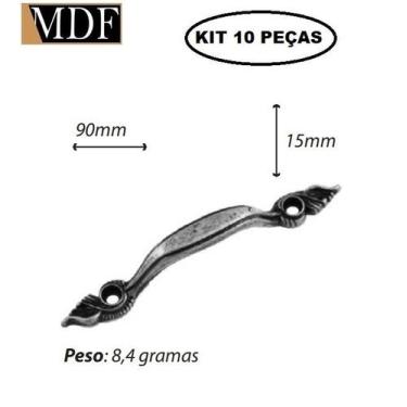 Imagem de Kit 10 Puxador Pontas Trabalhadas G para Caixa e Bandeja 9 X 1,5cm Art
