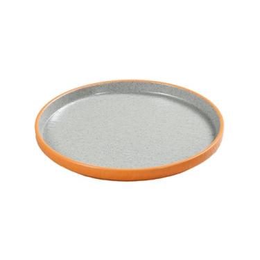 Imagem de Prato de porcelana de imitação simples e requintada de cor sólida estilo nórdico - disco de borda reta com padrão de pedra de 25,4 cm