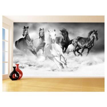 Imagem de Papel De Parede 3D Animais Cavalos Correndo Céu 3,5M Anm301 - Você Dec