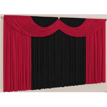 Imagem de Cortina em malha gel varão simples 2m x 1,70 de alt vermelho e preto -