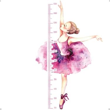 Imagem de Adesivo Decorativo Régua de Crescimento Bailarina Infantil Lavável Seguro Fácil Aplicação Ideal Quarto Bebê Menina Decoração Criativa Área Kids