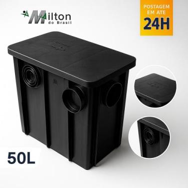 Imagem de Caixa De Gordura Sifonada Grande 50L Mallton Coletora Com Cesto Suport