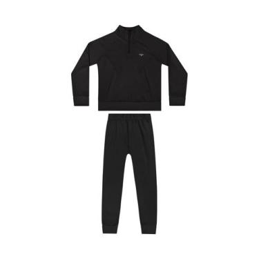 Imagem de Conjunto com Blusão e Calça em Malha Térmica para Menina Quimby, Preto