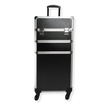 Imagem de Maleta Mala de Maquiagem Profissional Completa 3 Andar Preta - Kinglee