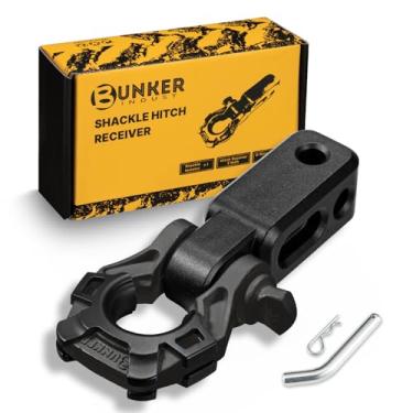 Imagem de BUNKER INDUST Manilha de anel D de 3/10.2 cm com engate de reboque - receptores de 5 cm, acessórios de reboque de recuperação offroad para caminhões, jipe, picape, preto