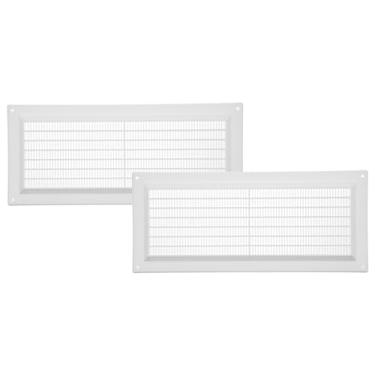 Imagem de Vent Systems Tampa de ventilação de ar de plástico branco de 7,6 cm x 25,4 cm (dimensões de abertura) - Pacote com 2 - Grelha de retorno retangular com tela de malha - Grelha de ventilação HVAC para