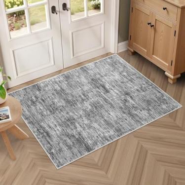 Imagem de RUGSREAL Tapete de entrada pequeno 5 x 7 cm com suporte de borracha resistente a manchas, tapete de banho moderno de cor sólida, tapete lavável para sala de estar, quarto, sala de jantar, cozinha
