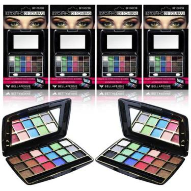 Imagem de Kit 4 Estojo Paleta De Sombra Cintilante Bella Femme 18 Tons, Não se a