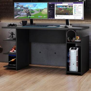 Imagem de Mesa Gamer Cold 4 Prateleiras Preto Tx - Pnr Móveis, Preto, Moderno