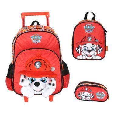 Imagem de Kit Mochila Carrinho Em Pelúcia 3D  Patrulha Canina