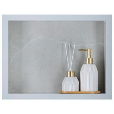 Imagem de Nicho Para Banheiro Em Porcelanato Polido Porta Shampoo Sabonete Organ