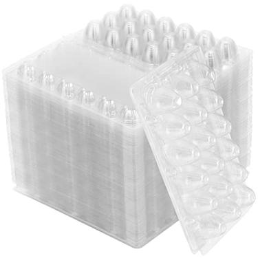 Imagem de SINJEUN Pacote Com 120 Caixas Transparentes Para Ovos De Codorna, 18 Grades, Recipiente Plástico Empilhável, Pequenas, A Granel, Estojo Suporte Dispensador Pvc Reutilizável Geladeira,