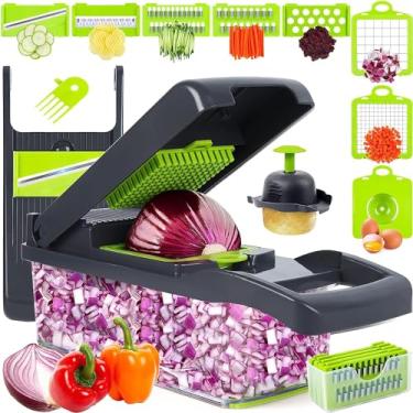 Imagem de Cortador de Legumes Multifuncional 12 em 1, Fatiador e Ralador Profissional, Processador de Alimentos Manual para Saladas, Vinagrete e Batata Frita.