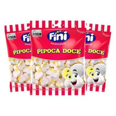 Imagem de 3 Pacotes de Marshmallow Pipoca Doce Fini 80g