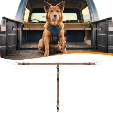 Imagem de PetBonus Coleira para cães para caminhonete, alça de amarração de caminhão de cachorro, guia de segurança ajustável, guia de retenção de cama de coleta confortável, cinto de fixação de catraca para