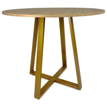 Imagem de Mesa De Jantar Para Cozinha Em aço Estilo Industrial Gizé Tampo Redond