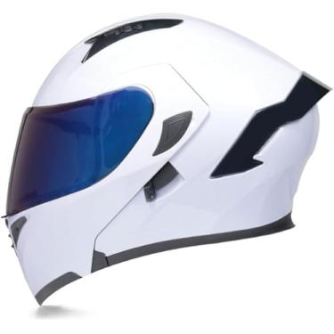 Imagem de Capacete Modular Para Motocicleta Para Adultos, Capacete De Moto Com Viseira Solar Dupla Para Rosto Inteiro Capacete De Motocross Aprovado Pelo Dot Para Homens E Mulheres Scooter, K, XL(61~63cm)